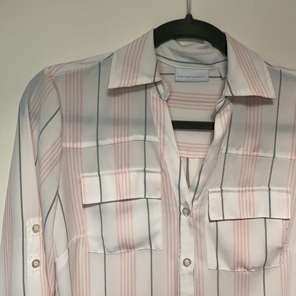 New York & Company Striped Collared Button Down - Picture 2 of 15